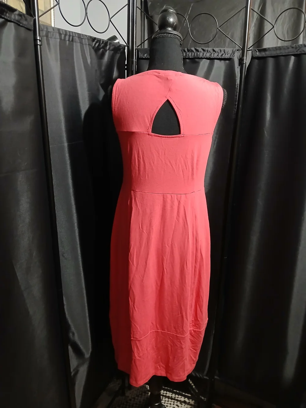 Eileen Fisher Coral Sleeveless Midi Dress Women's Size XS Spring Summer Beach Bo - Picture 7 of 9